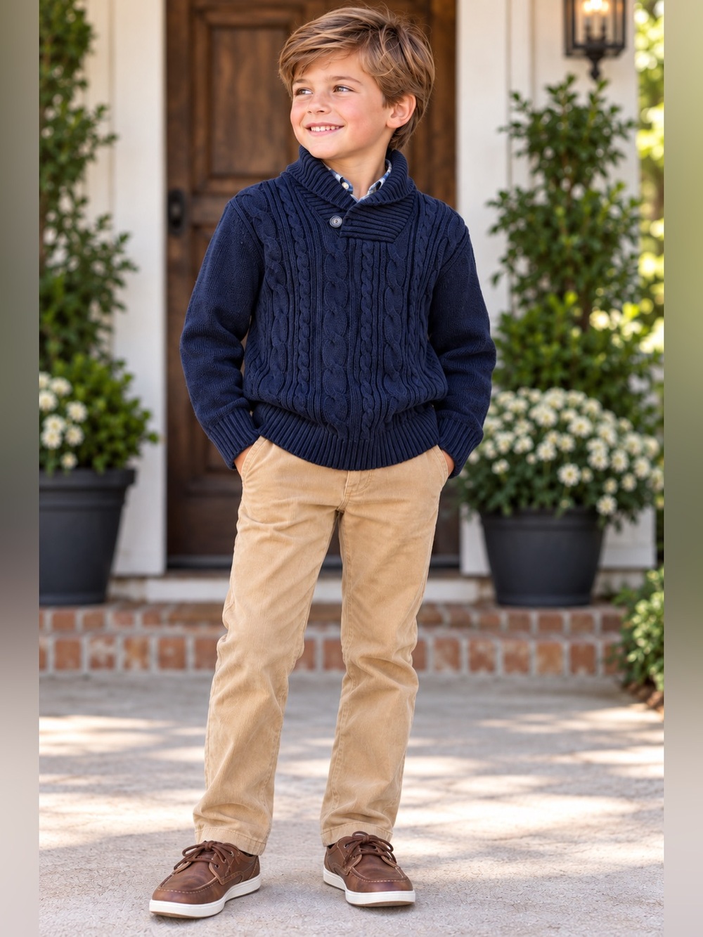 Gymboree Navy Cable Knit Button Turtleneck Sweater, 100% Cotton- size boys 7